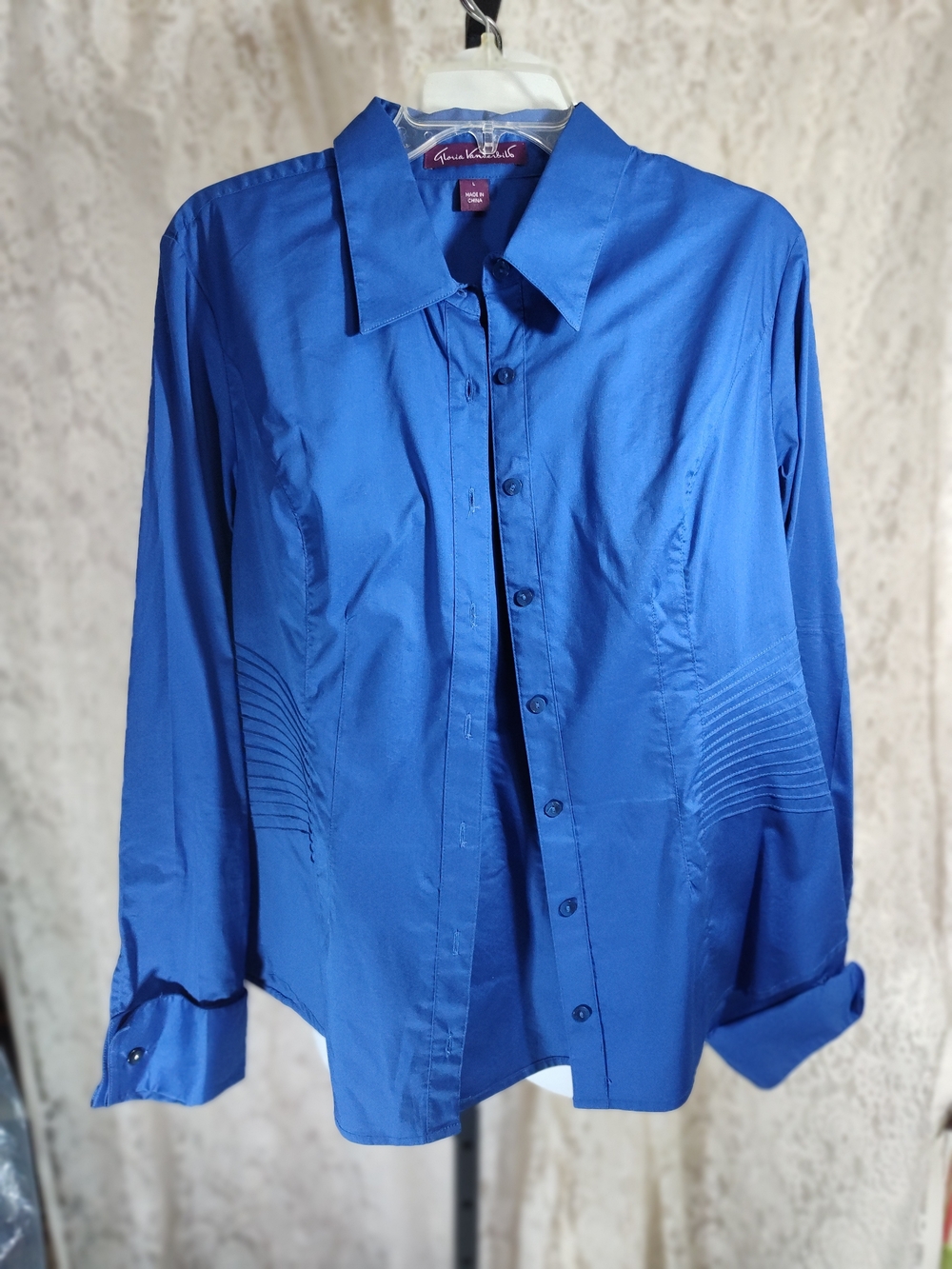 Gloria Vanderbilt Long Sleeve Royal Blue Shirt